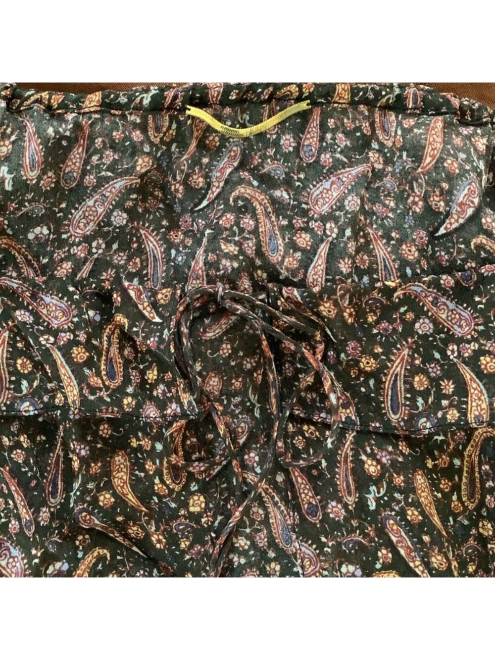 Saint Laurent Paisley Print Ruffled Blouse Top Long Sleeve Authentic Size F44/L - Picture 9 of 11